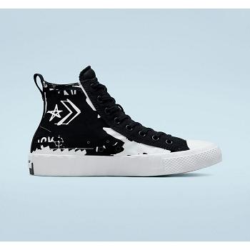 Converse Script Print Unt1tl3d Hi Cierne / Biele - Damske Vysoké Tenisky